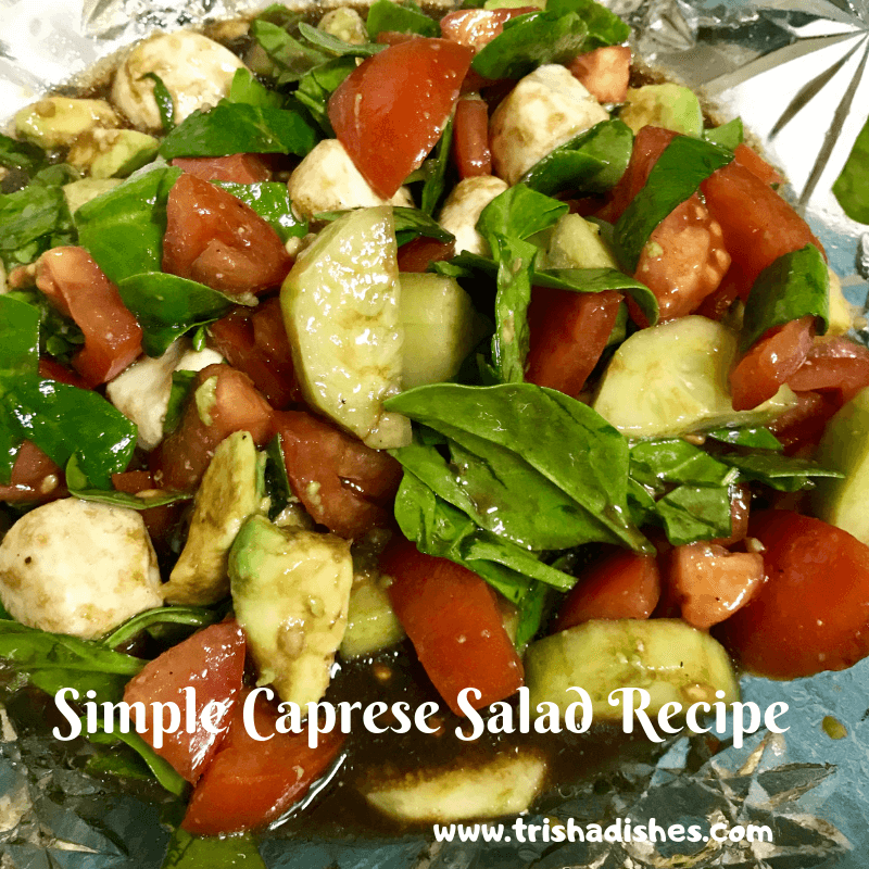 Easy Cucumber Caprese Salad with Balsamic Vinaigrette | Trisha Dishes | Healthy Salad | Cucumber | Tomatoes | Mozzarella Cheese | Dressing | Spinach