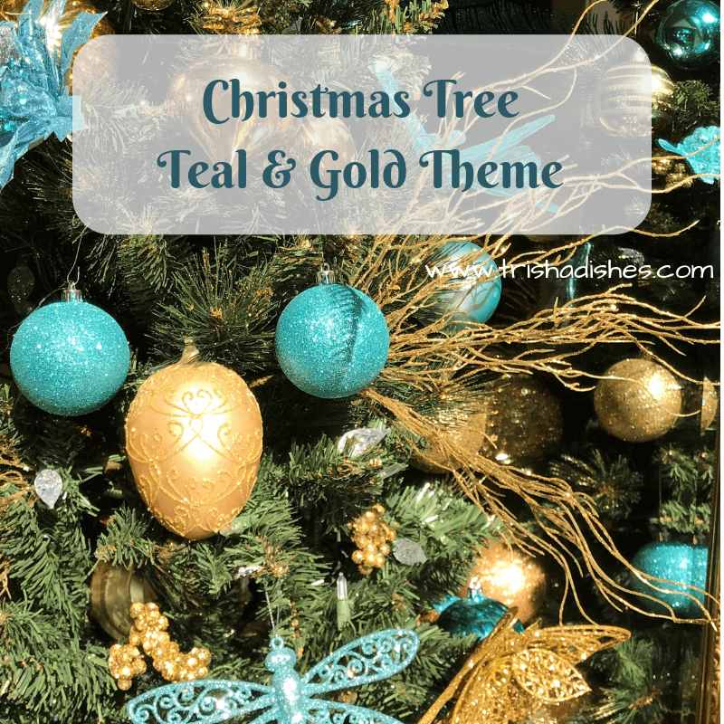 Christmas Tree Teal & Gold Theme | Trisha Dishes
