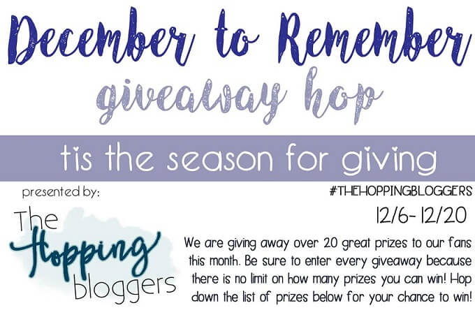 Welcome to the December to Remember Giveaway Hop. Start by entering to win a $15 Amazon gift card here then hop to each blog for more chances to win prizes.