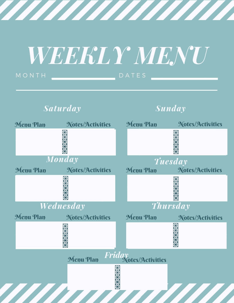 Weekly Menu Plan Printable | Trisha Dishes | Menu Planning